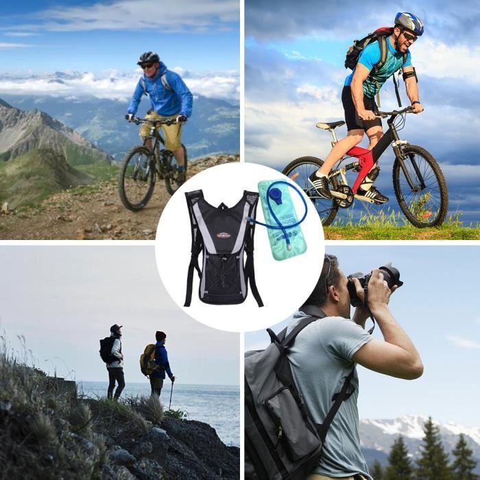 Sac D'Hydratation 2L TTIAISHLE - Sac à Dos Vélo Avec Vessie D'Eau Pour Randonnée, Cyclisme, Camping, Course Et Ski
