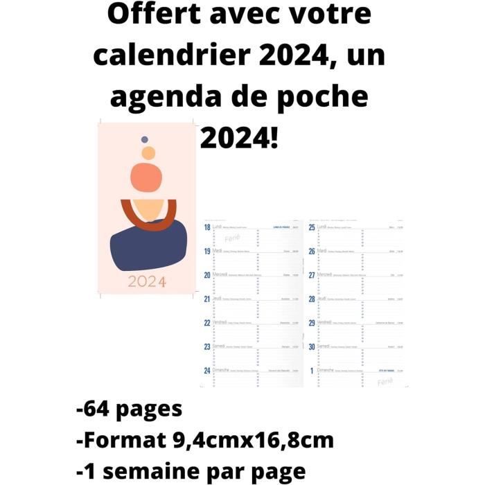Agenda semainier 2024 Classique Noir 21 x 29,7 Vertical + 1 Index