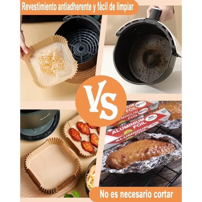 Papier Cuisson Air Fryer pour Moulinex Tefal EZ901820 5,2/3,1L, 100 Pièces Papier Sulfurisé pour