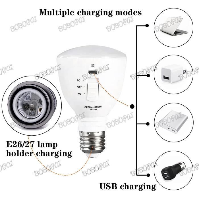 Ampoule Rechargeable USB Avec Télécommande, LED 7W Éclairage de Secours  Batterie Multifonction 4 Lnosité Réglable Ajustable Lamp208 - Cdiscount  Bricolage