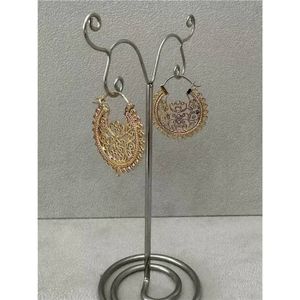 Boucles D'Oreilles Créoles Savoyardes Plaqué Or - Turquoise Rosantine