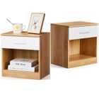 ALIGHTUP - Table de chevet avec Tiroir et Compartiment Ouvert - lot de 2 - Couleur Chêne + Blanc - 39 x 28 x 41cm