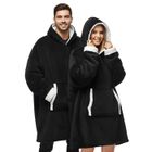 PZL CONCEPT Plaid Pull Sweat à Manche et Capuche avec Poche – Taille Unique 118 x 85 cm Adulte Homme et Femme - Intérieur Sherpa - Coloris Noir