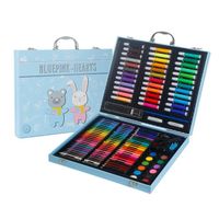 Malette dessin Enfant, 152 pièces coloriage kit dessin Enfant, Sets de dessin, Art Set, Mallette de Coloriage,Bleu