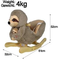 Animal à bascule avec effets sonores poignées ceinture dossier en bois charge max 30 kg pour enfants de 1 an peluche à bascule joue