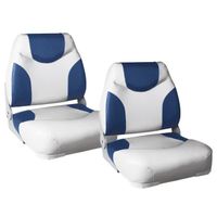 pro.tec 2x sièges marins 'Exclusive - Line' (bleu - blanc) en pack économique - en cuir synthétique imperméable - siège de pilota...