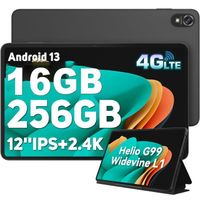 Blackview Tab 18 Tablette Tactile 12" 24Go + 256 Go 7680mAh 16MP Android 13 Dual SIM 4G Tablette PC GPS - Gris
