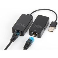 DIGITUS USB Extender - Portee 50 m - USB 2.0 - Cable reseau UTP, STP & S-FTP de Cat-5 - Plug & Play - Noir