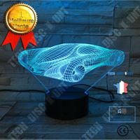 TD® Veilleuse 3D Led Illusion Voiture De Course Modèle Nuit Lampe Led 7 Couleurs Lampe De Table