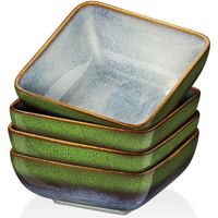 vancasso Bols 4 Pièces, Série STERN-LL Argile de poterie émaillée au four - Bleu et Vert