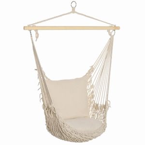 Balançoire Macramé Beige HOMLA Circle Doira - Siège Ovale Confortable 82x60x115-138 Cm