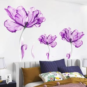 Stickers Muraux Bleues Fleurs Autocollants Muraux Grande Fleur De Lotus  Sticker Mural Plantes Fleurs Pour Salons Chambres Bur[u380]
