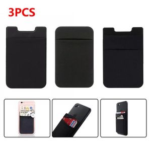Porte-carte Smartphone et tablette Rangement pour carte Silicone adhésif -  Noir