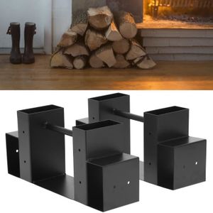 ABRI BÛCHES Fafeicy support de stockage de bois de cheminée Kit de support de support de stockage de bûches de bois de chauffage fer avec vis