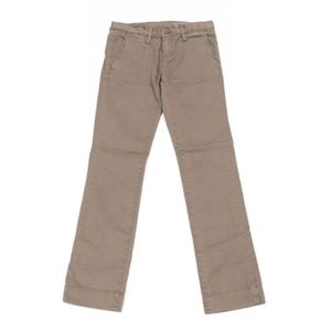 Pantalon chino 7/8ème ceinture tressée creme femme