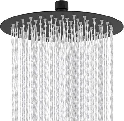 Pommeau De Douche Effet Pluie 20,3 Cm - Acier Inoxydable 304 Chromé, Haute Pression, Rotule Pivotante Pour Une Douche Relaxante Et Revigorante