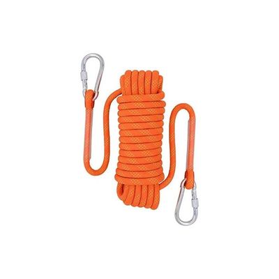 Corde D'escalade Statique 10 Mm X 10 M - Nylon, 2 Mousquetons Inclus, Pour Travaux Hauteur, Rappel, Camping