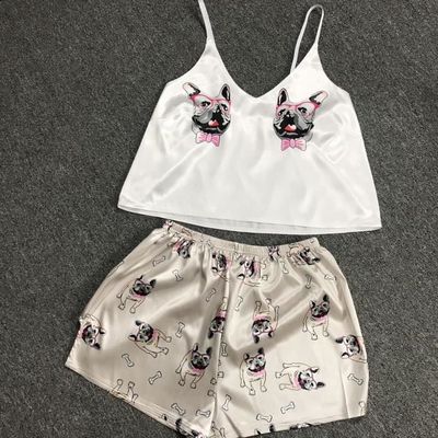 Pyjama Pyjama licorne en soie pour femmes vetements de nuit Sexy en Satin costume de maison ete col en V 2020 fenggou1 A6 Blanc Cdiscount Pret a Porter