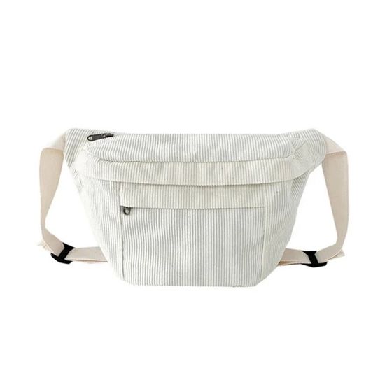 Sac Banane En Velours Côtelé Marron - Bandeoulière Réglable, 2 Poches Zippées, Pour Voyage, Rando, Quotidien, Unisexe