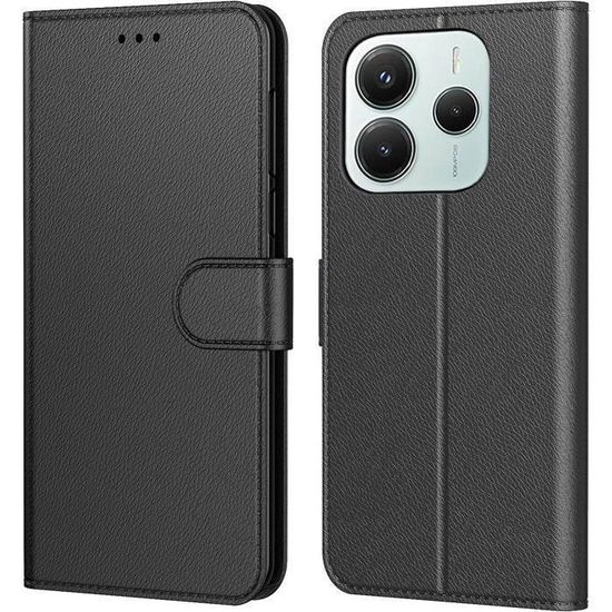PEIYE Étui Portefeuille Pour Xiaomi Redmi Note 14 4G – Cuir Synthétique, Rabat Magnétique, RFID, Béquille, Porte-cartes, Noir