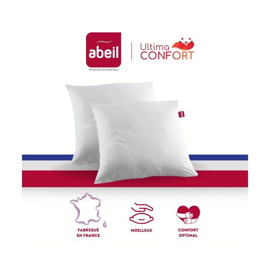 ABEIL Lot de 2 Oreillers Douceur - 60 x 60 cm - Blanc