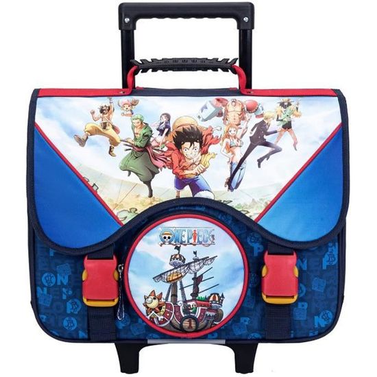 Cartable a roulettes 41 cm One piece Bleu blanc et rouge Cdiscount Bagagerie Maroquinerie