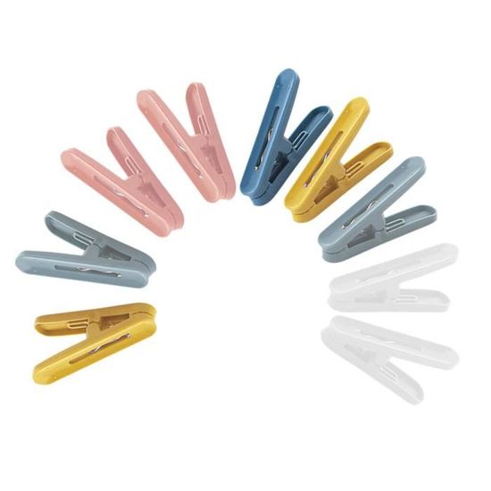 BEPER C206UTI004 Pinces à Linge 40 Pièces En Plastique Colorées - Jaune, Blanc, Bleu Avec Ressort Métallique Robuste