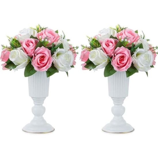 2 Pièces Vase Forme de Trompette Métal Fleuri Vase de Centre Table de Mariage pour la Décoration Fête Mariage, Arrangements de[267]