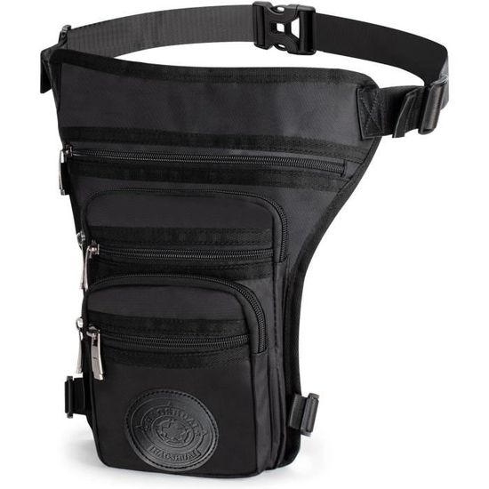 Sac De Jambe Tactique Mervokl - Banane Étanche Pour Moto, Vélo, Pêche Et Randonnée - Sac Cuisse Multifonction Noir