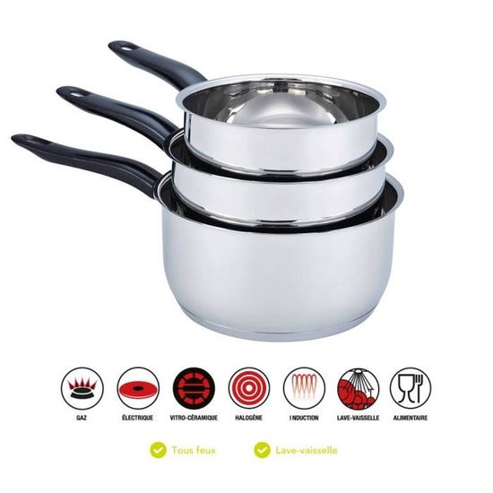 KARL HAUSANN Lot De 4 Casseroles Induction Inox - Avec Couvercle Verre