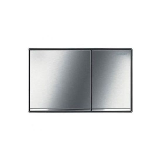 Plaque De Déclenchement Double Bouton Pour Réservoir Geberit – Compatible WC Suspendu, Argent Mat – 24.6x16.4x4 Cm