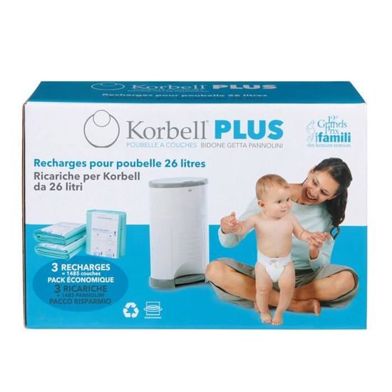 Recharge Poubelle compatible avec Korbell 16l Bin & Litter Champ, Pack  économique de 4 recharges