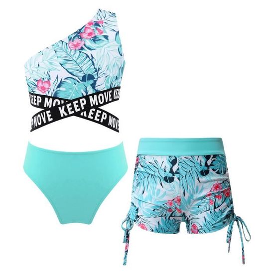 Générique Maillot De Bain Pour Fille Ensemble Bikini Long Avec Manches Idéal Pour Plage Et Activités Estivales (Blue, 2-3 Years