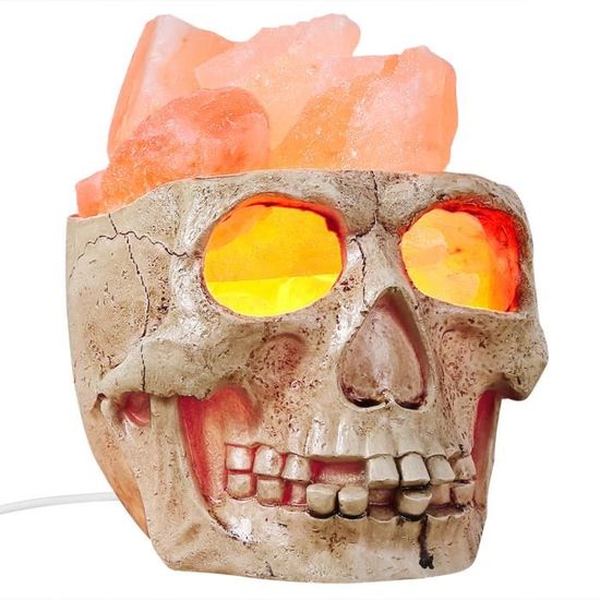 Lampe à sel de l'Himalaya 3D USB Skull, lampe de crâne réglable LED avec variateur