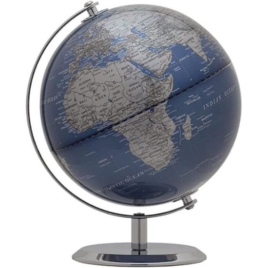 Globe Terrestre Décoratif ANTÉVIA – 13 Cm De Diamètre, Pied En Manguier, Rapporteur Métal Effet Bronze - 1