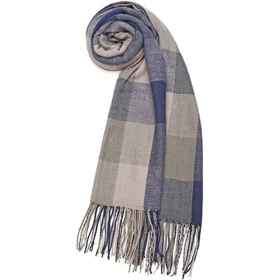 PUERHUACI Écharpe Femme Imitation Cachemire à Franges Points Colorés - Châle Hiver Chaud Blanc Laiteux 180x68cm