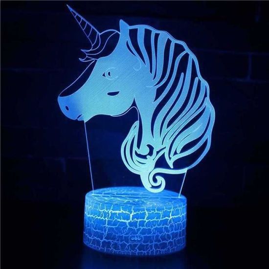 3D led Veilleuse 7 Couleurs cheval + Usb Touch + télécommande Lampe de table bureau Cadeau Enfant Noël créatif lampe de table 10