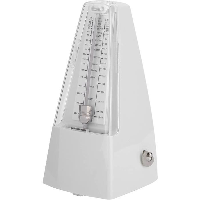 métronome mécanique de Style pyramidal traditionnel avec couvercle pour Instruments de musique pour musicien Métronome de musique de métronome électronique à clé white 