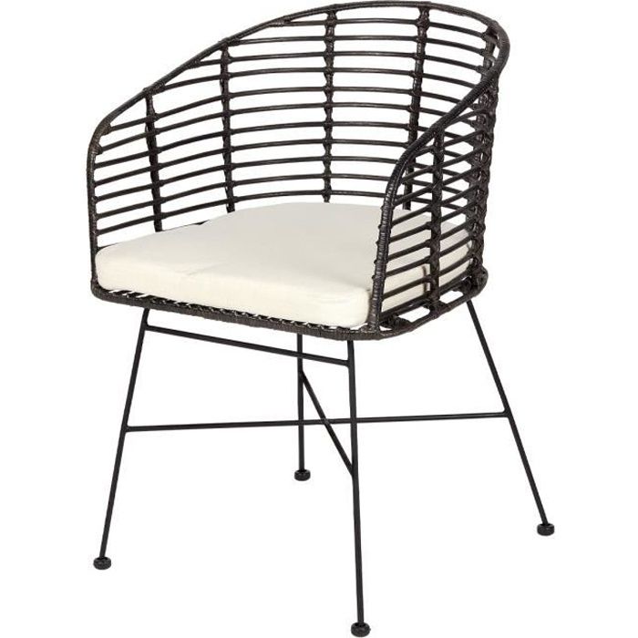 fauteuil yanis - noir - rotin/métal - rotin-design - relaxation