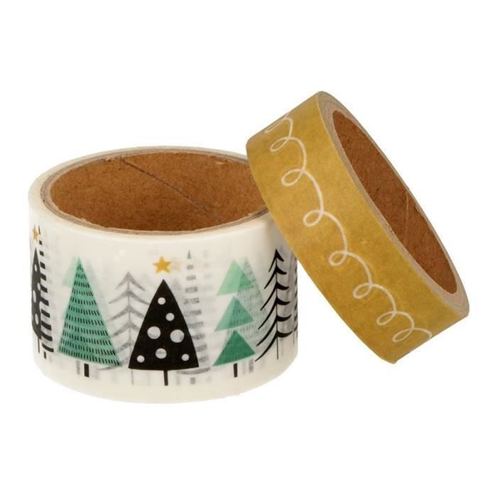 2 masking tape de Noël sapin - 5 m x 3 cm