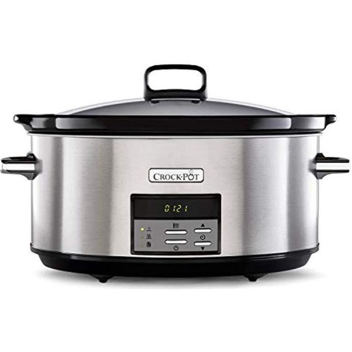 Crock-Pot Mijoteuse numérique avec cocotte compatible four - 7,5 l (10 personnes ou plus) - Compatible lave-vaisselle - Acier inoxyd