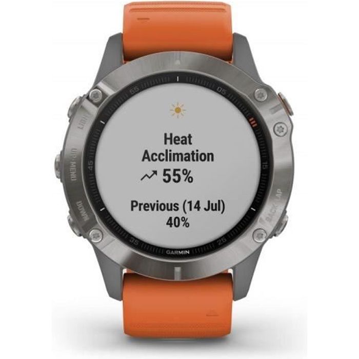 Fenix 6 - Titane saphir avec bande orange