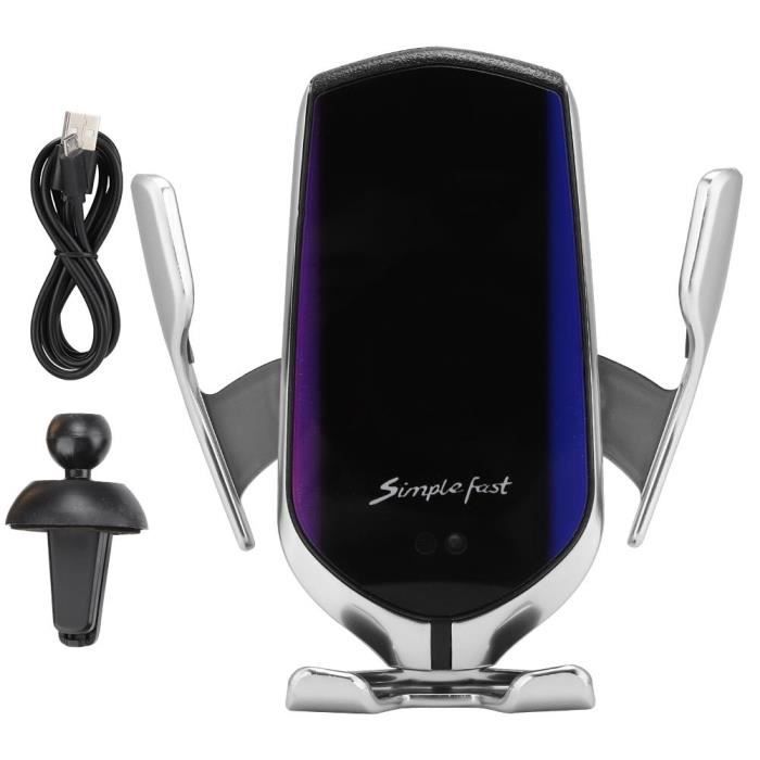 MEIHE Auto Clamp Fast Qi Chargeur de voiture sans fil Support de téléphone portable pour iPhone - Samsung - Huawei - Xiaomi (Argent)