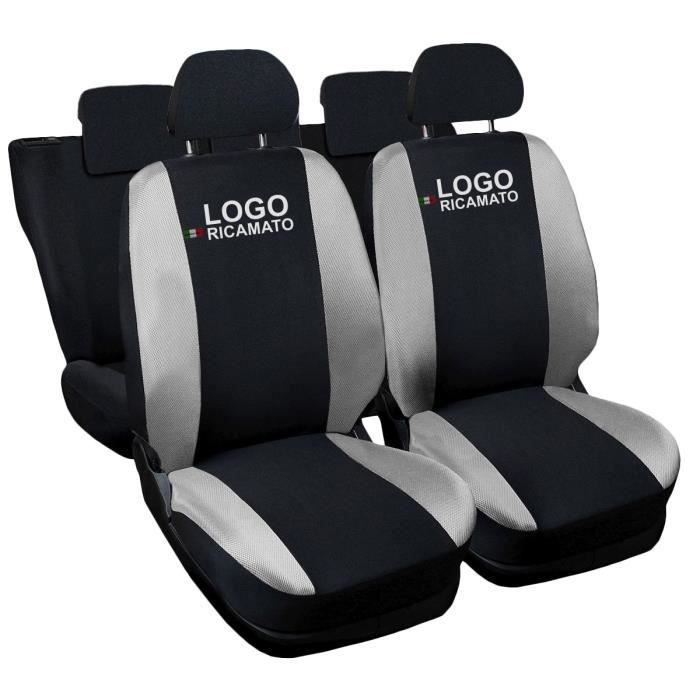Housses de siège deux-colorés pour Volkswagen Polo - noir gris clair