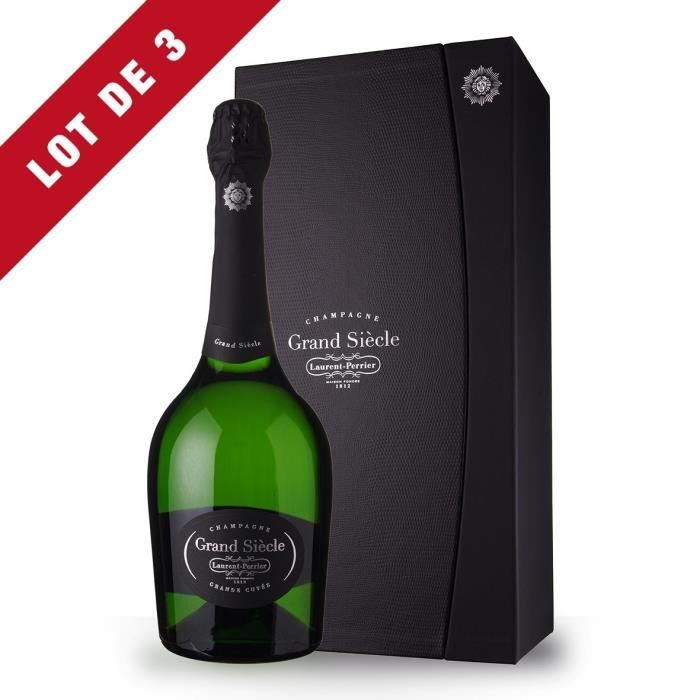 3X Laurent-Perrier Grand Siècle Brut 75cl - Coffret - Champagne