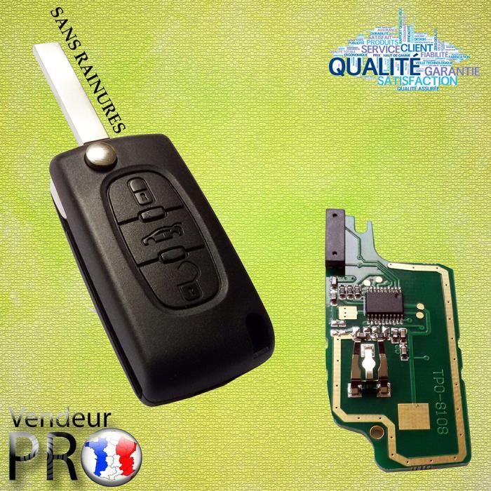 CE0536 ★ CLE COMPLETE TELECOMMANDE PLIP PEUGEOT 107 207 208 307 308 SW 407 807