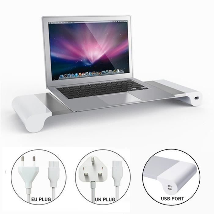 LR Aluminium Moniteur Usb Riser Stand Support Pr Pc Laptop Imac Ordinateur Portable Eu Plug - LRAVC824A2022