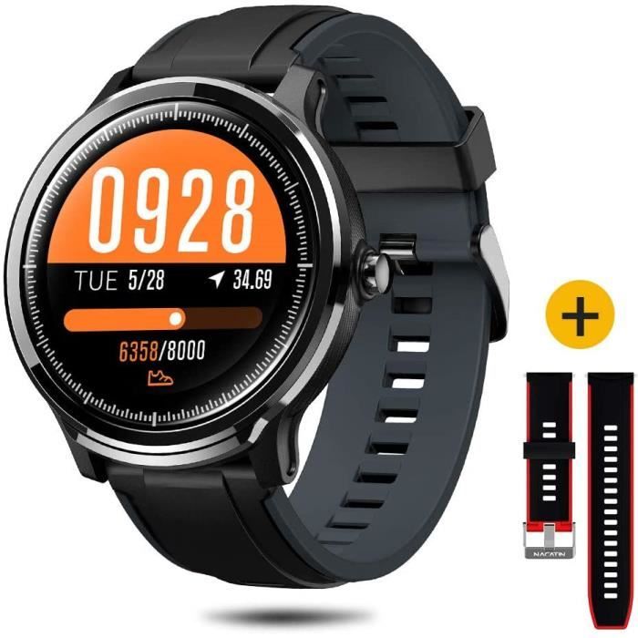 NACATIN Montre Connectée, Bracelet Connecté Bluetooth Smartwatch IP68 Etanche Fitness Bluetooth 4.2 pour Le Sport Android iPhone iOS
