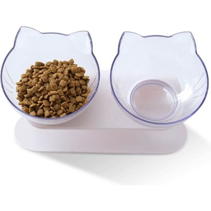 Double bol de nourriture pour animal domestique avec support surélevé pour chats et chiens de petite taille