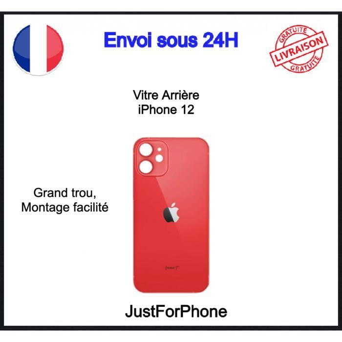 Vitre Arrière Iphone 12 Rouge Verre Face Arrière Adhésif Logo